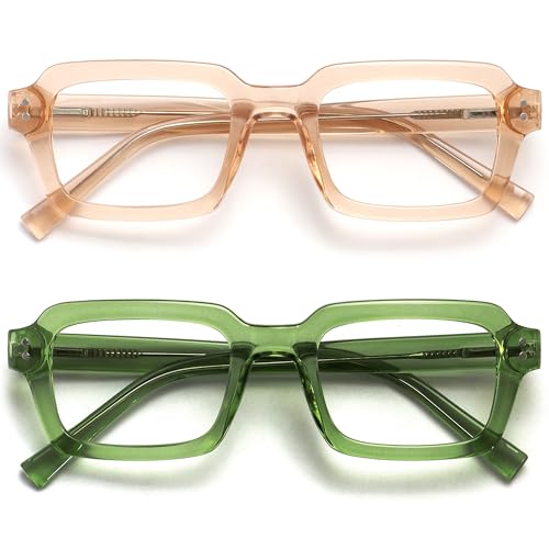 OPULIZE EDG Reading Blue Light Blocking Glasses for Women Men,Anti-reflective Anti-Glare Computer & Gaming Lenses,Vintage Rectangular Frame,UV & Eyestrain Protection,Pink Green +1.00 (Pack of 2) von OPULIZE