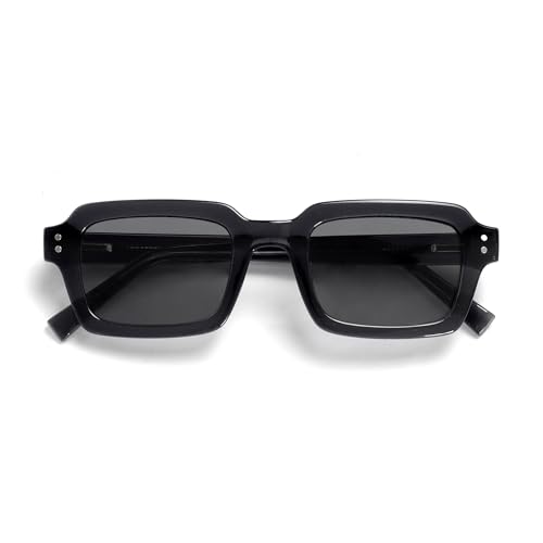 OPULIZE EDG Sunglasses for Men & Women - Vintage Rectangular Transparent Frame with Spring Hinges - Trendy Retro Sunglasses with UV400 Protection Lenses - Transparent Black with Black Lenses OPULIZE EDG Sunglasses for Men & Women - Vintage Rectangular Transparent Frame with Spring Hinges - Trendy Retro Sunglasses with UV400 Protection Lenses - Transparent Black with Black Lenses von OPULIZE