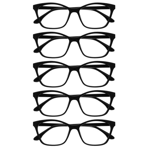 OPULIZE KAT Lesebrille - 5er-Pack - Cat-Eye Katzenaugen-Fassung - Schwarz - Herren & Damen - Federscharniere - RRRRR59-1 - +2.00 von OPULIZE