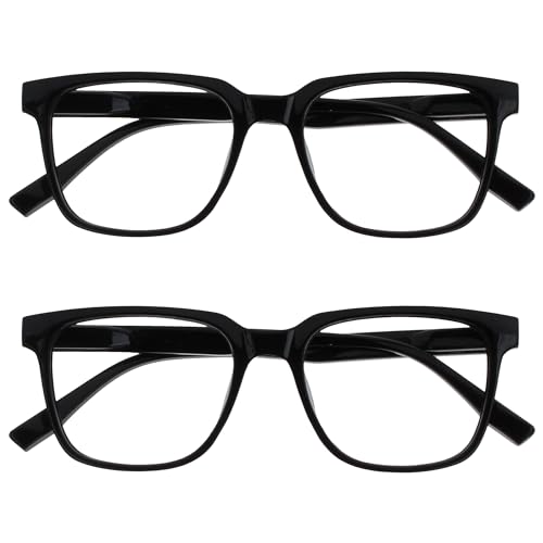 OPULIZE LEO Lesebrille - 2er-Pack - Großes Rechteckiges Gestell - Schwarz - Herren Damen - Federscharniere - RR55-1 - +2.00 OPULIZE LEO Lesebrille - 2er-Pack - Großes Rechteckiges Gestell - Schwarz - Herren Damen - Federscharniere - RR55-1 - +2.00 von OPULIZE