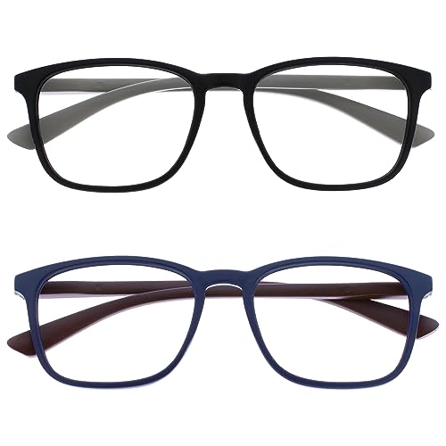 OPULIZE Max Lesebrille 2er Pack - Klassische große rechteckige Fassung - Brillen in mattem Schwarz und Blau - Herren Damen Unisex - RR78-13 - +1,50 von OPULIZE
