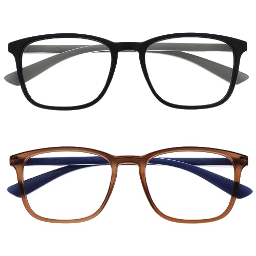 OPULIZE Max Lesebrille 2er Pack - Klassische große rechteckige Fassung - Brillen in mattem Schwarz und Braun - Herren Damen Unisex - RR78-12 - +1,00 von OPULIZE
