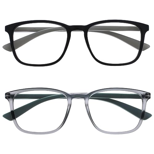OPULIZE Max Lesebrille 2er Pack - Klassische große rechteckige Fassung - Brillen in mattem Schwarz und Grau - Herren Damen Unisex - RR78-17 - +1,50 von OPULIZE