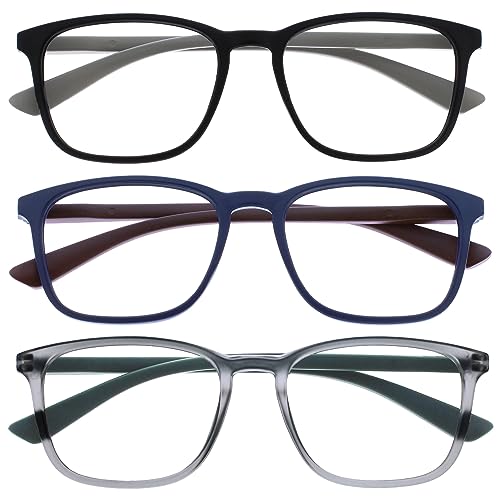 OPULIZE Max Lesebrille 3er Pack - Klassische große rechteckige Fassung - Brillen in mattem Schwarz, Blau und Grau - Herren Damen Unisex - RRR78-137 - +1,00 OPULIZE Max Lesebrille 3er Pack - Klassische große rechteckige Fassung - Brillen in mattem Schwarz, Blau und Grau - Herren Damen Unisex - RRR78-137 - +1,00 von OPULIZE