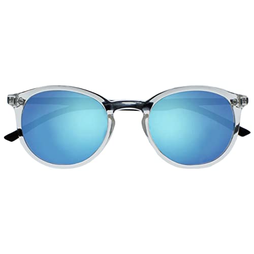 OPULIZE Met Sonnenbrille Schlank Runder Rahmen Federscharniere Blau Verspiegelt Getönte Linse UV400-Schutz Transparent Kristall Schwarze Bügel Herren Damen S60-C von OPULIZE