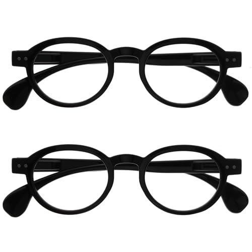 OPULIZE OCA Lesebrille - 2er-Pack - Moderne Runde Retro-Fassung - Glänzend Schwarz - Herren Damen - Federscharniere - RR54-1 - +2.50 OPULIZE OCA Lesebrille - 2er-Pack - Moderne Runde Retro-Fassung - Glänzend Schwarz - Herren Damen - Federscharniere - RR54-1 - +2.50 von OPULIZE