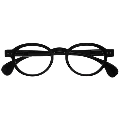 OPULIZE OCA Lesebrille - Moderne Runde Retro-Fassung - Schwarz Glänzend - Herren Damen - Federscharniere - R54-1 - +2.00 von OPULIZE