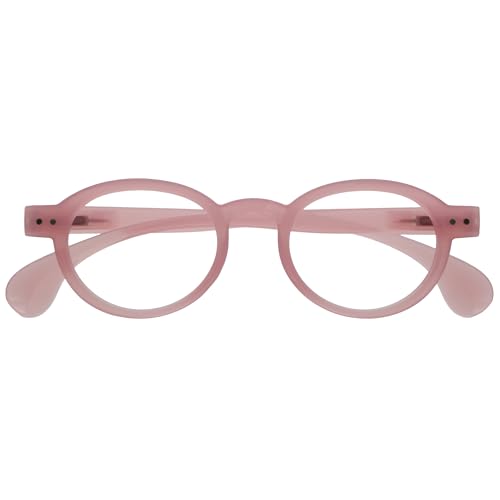 OPULIZE OCA Lesebrille - Moderne Runde Retro-Fassung - Transparentes Pink Glänzend - Herren Damen - Federscharniere - R54-4 - +3.50 von OPULIZE