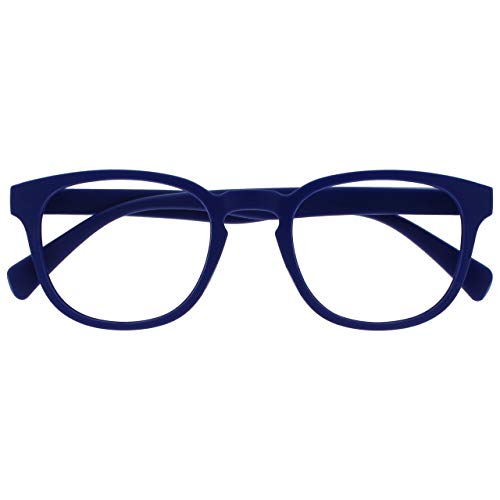 OPULIZE Pop Lesebrille Keck Rund Matt Rahmen Federscharniere Kratzfest Blau Herren Damen R2-3 +1.50 von OPULIZE