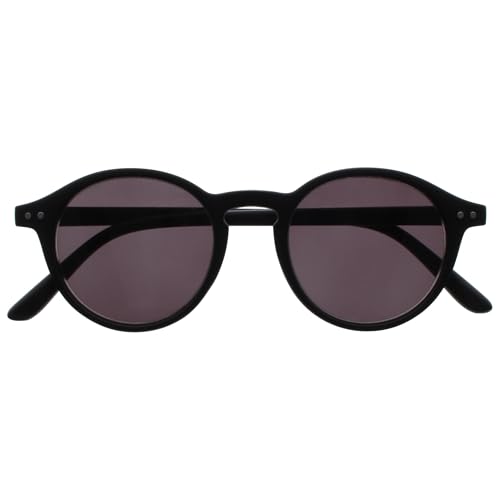 OPULIZE REY Lese-Sonnenbrille - Runder Retro-Rahmen - Mattschwarz - Herren Damen - Federscharniere - S56-1 - +1.00 von OPULIZE