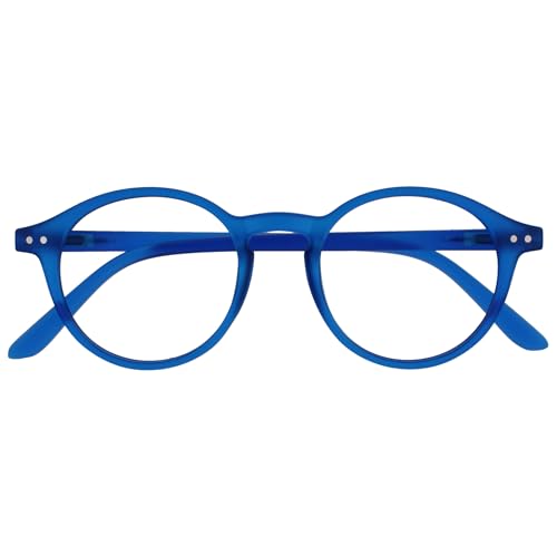 OPULIZE REY Lesebrille - Runder Retro-Rahmen - Mattblau - Herren Damen - Federscharniere - R56-3 - +1.50 von OPULIZE