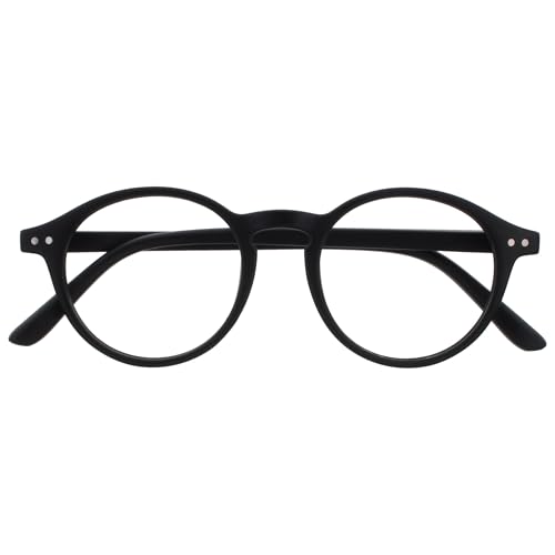OPULIZE REY Lesebrille - Runder Retro-Rahmen - Mattschwarz - Herren Damen - Federscharniere - R56-1 - +1.50 von OPULIZE
