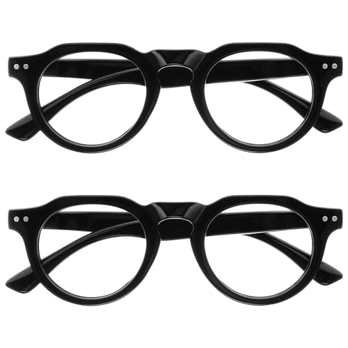 OPULIZE RIO Lesebrille mit Blaulichtfilter - 2er Pack - Oben Abgeflachter Rahmen - Schwarz - Damen & Herren - Federscharniere - BB53-1 - +1.00 von OPULIZE