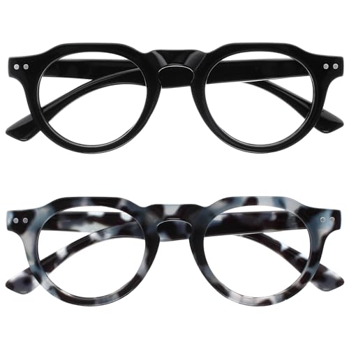 OPULIZE RIO Lesebrille mit Blaulichtfilter - 2er Pack - Rahmen Oben Flach - Schwarz, Blue Tortoiseshell - Damen & Herren - Federscharniere - BB53-13 - +3.50 von OPULIZE