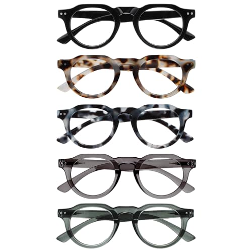 OPULIZE RIO Lesebrille mit Blaulichtfilter - 5er Pack - Runder Rahmen - Schwarz, Braun & Blau Schildpatt, Grün, Grau - Damen & Herren - BBBBB53-12367 - +2.00 OPULIZE RIO Lesebrille mit Blaulichtfilter - 5er Pack - Runder Rahmen - Schwarz, Braun & Blau Schildpatt, Grün, Grau - Damen & Herren - BBBBB53-12367 - +2.00 von OPULIZE
