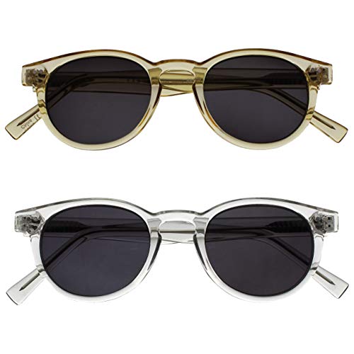 OPULIZE Rox Sonnenbrille 2er-Pack Stilvoller Transparenter Retro-Rahmen Kratzfest Getönte Linse UV400-Schutz Gold Klar Herren Damen SS89-9C von OPULIZE
