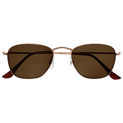 OPULIZE Sky Sonnenbrille Dünner Rand Metallfassung In Klassischer Form Kratzfest Getönte Linse UV400-Schutz Gold Braun Spitzen Herren Damen S95-9 von OPULIZE