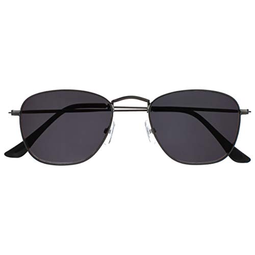 OPULIZE Sky Sonnenbrille Dünner Rand Metallfassung In Klassischer Form Kratzfest Getönte Linse UV400-Schutz Metallgrau Schwarze Spitzen Herren Damen S95-7 von OPULIZE