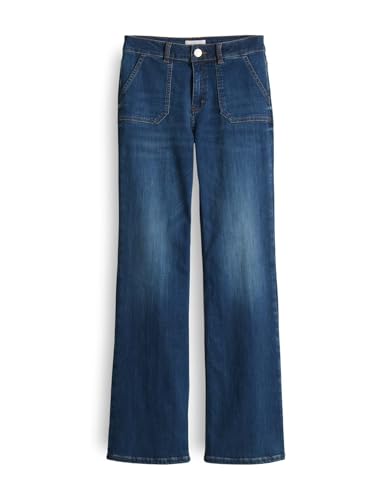 OPUS PANTS Damen Flared | Melly Crush Flared Jeans Mid Rise mit Power Stretch mid Stormy Blue, 36 L32 von OPUS PANTS
