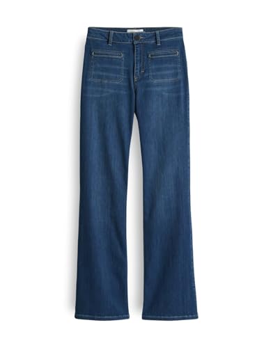 OPUS PANTS Damen Flared | Melly Fresh Flared Jeans Mid Rise mit Power Strech mid Wave Blue, 34 L32 von OPUS PANTS