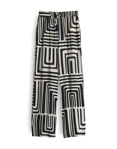 OPUS PANTS Damen Wide Leg Pants | MALOTTA Abstract Wide Leg Pants mit Schlitzdetail am Saum Natural Glaze, 36 von OPUS PANTS