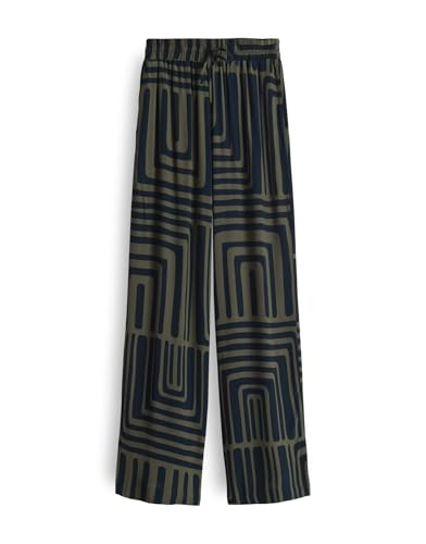 OPUS PANTS Damen Wide Leg Pants | MALOTTA Abstract Wide Leg Pants mit Schlitzdetail am Saum Olive Leaf, 38 von OPUS PANTS