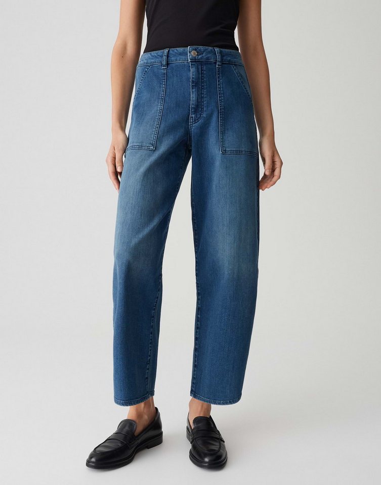 OPUS PANTS Relax-fit-Jeans MELLY FREE mit Powerstretch Mid Rise Ankle, aufgesetzte Cargotaschen, leichte Used-Effekte von OPUS PANTS