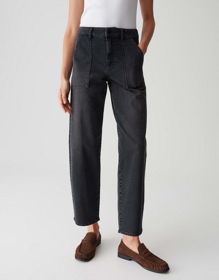 OPUS PANTS Relax-fit-Jeans MELLY FREE mit Powerstretch Mid Rise Ankle, aufgesetzte Cargotaschen, leichte Used-Effekte von OPUS PANTS
