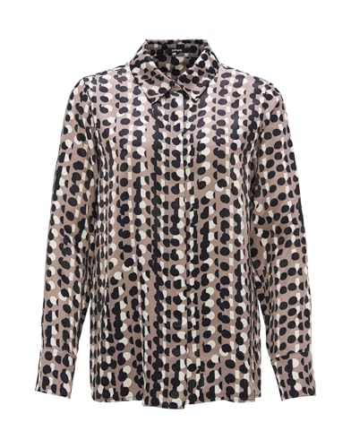 OPUS Damen Langarmbluse | Hemdbluse FOSMO Regular aus Satin warm Taupe, 34 von OPUS