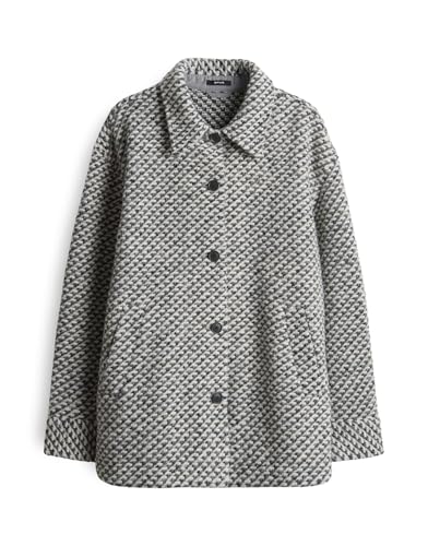 OPUS Damen Blazer | HELLOLA Regular Overshirt in Bouclé Optik Easy Grey, M von OPUS