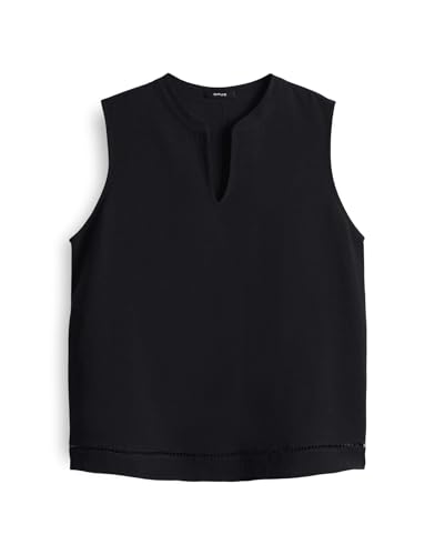 OPUS Damen Blusentop | Blusentop FARIBICA Regular mit filigraner Lochspitze Black, 42 von OPUS
