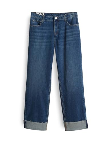 OPUS Damen Boyfriend | LANI Turn UP Boyfriend Jeans aus Dry Indigo® Mid Rise mid Stone Blue, 36 L26 von OPUS