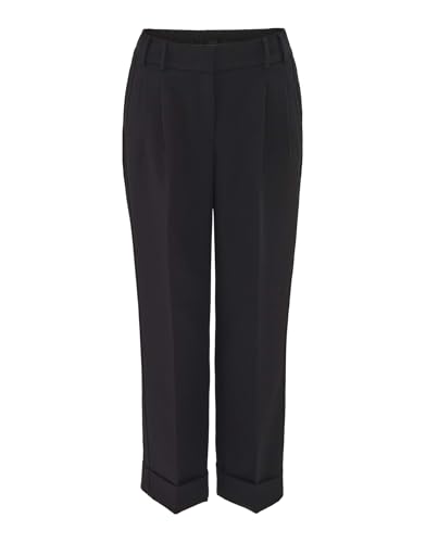 OPUS Damen City Pants | Bundfaltenhose MALLON Relaxed mit Komfortbund Black, 36 von OPUS