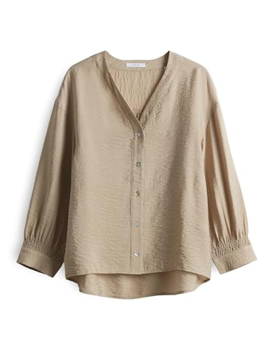 OPUS Damen Dreiviertelarmbluse | Bluse FAILANI Loose aus leicht glänzendem Viskose Mix Soft Oat, 34 von OPUS