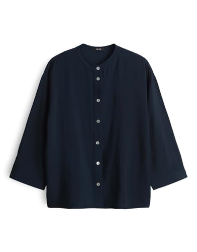 OPUS Damen Dreiviertelarmbluse | FANARI Loose Bluse aus nachhaltigem Viskosemix Coal Blue, 42 von OPUS