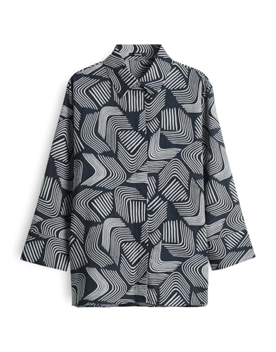 OPUS Damen Dreiviertelarmbluse | FUMINA Move Regular Printbluse aus feiner Baumwolle Coal Blue, 38 von OPUS