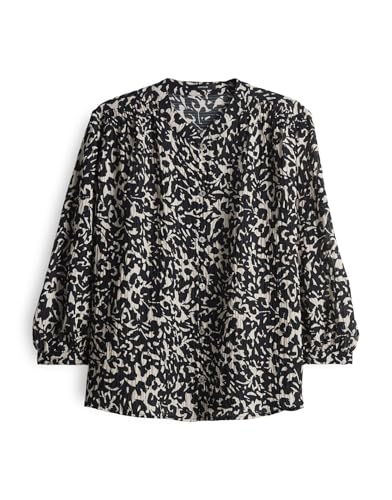 OPUS Damen Dreiviertelarmbluse | Printbluse FAMELIA Regular mit feiner Jacquard Struktur Black, 36 von OPUS
