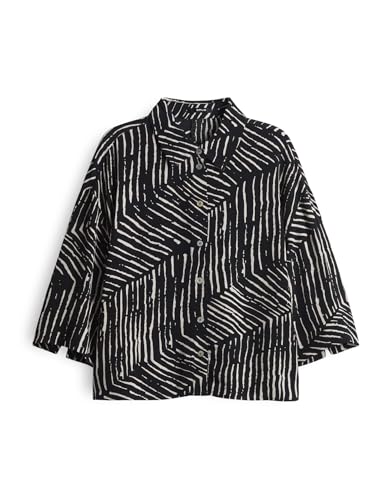 OPUS Damen Dreiviertelarmbluse | Printbluse FIANA Palm Leaves Regular im modernen Two Tone Design Black, 42 von OPUS