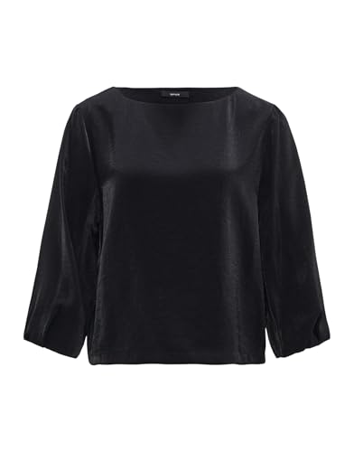 OPUS Damen Dreiviertelarmbluse | Shirtbluse FLIXI Boxy Fit aus schimmerndem Viskose Mix Black, 34 von OPUS