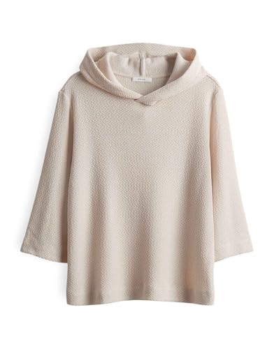 OPUS Damen Dreiviertelarmshirt | Kapuzenshirt SUKUFI Structure Regular in Strickoptik Natural Glaze, 36 von OPUS