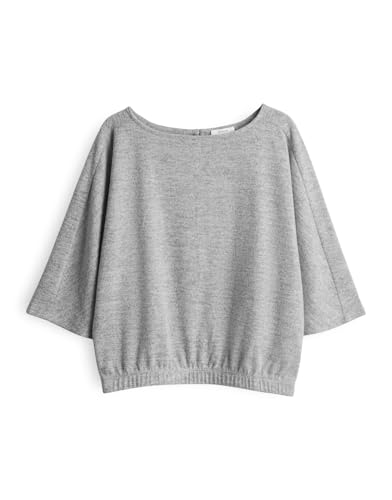OPUS Damen Dreiviertelarmshirt | SASTONI Loose Jerseyshirt in Mélange Optik Hazy Fog Melange, 38 von OPUS