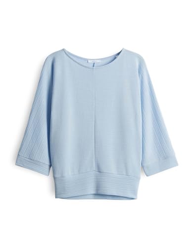 OPUS Damen Dreiviertelarmshirt | Strukturiertes Jerseyshirt SOLLIKA Structure Loose mit Fledermausärmeln Oxford Blue, 40 von OPUS