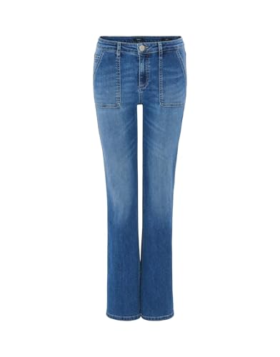 OPUS Damen Flared | Ausgestellte Jeans ELMA Flared Low Rise aus Spanish Cotton mid Fresh Blue, 38 L32 von OPUS