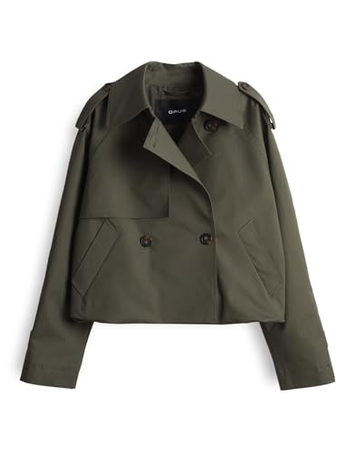 OPUS Damen Jacke | HAWENA Loose Trenchjacke aus nachhaltigem Baumwollmix Olive Leaf, 36 von OPUS