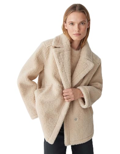 OPUS Damen Jacke | HENOLA Regular Wendejacke in Lammfell Optik Macadamia, 36 von OPUS