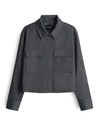 OPUS Damen Jacke | HYDENA Loose verkürzte Jacke mit Nadelstreifen Coal Blue, 34 von OPUS