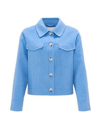 OPUS Damen Jacke | Kurzjacke HATILLI Boxy Fit aus weichem Woll Mix Blue Salt, 42 von OPUS