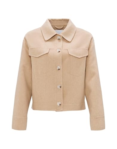 OPUS Damen Jacke | Kurzjacke HATILLI Boxy Fit aus weichem Woll Mix Soft Oat, 38 von OPUS