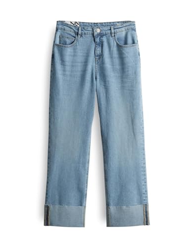 OPUS Damen Jeans | Boyfriend Jeans LANI Turn UP Mid Rise aus Spanish Cotton Mix Light Relaxing Blue, 44 L26 von OPUS