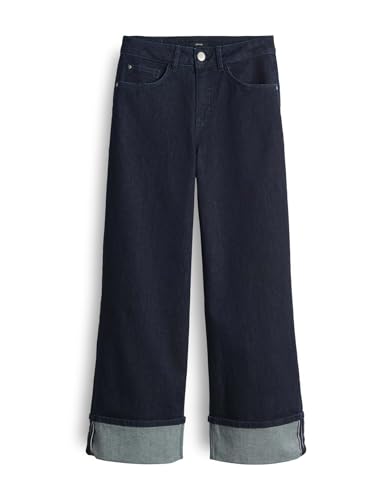 OPUS Damen Jeans | MIVA Turn UP Cropped Wide Jeans mit XL Umschlag Rinsed Blue, 34 L28 von OPUS